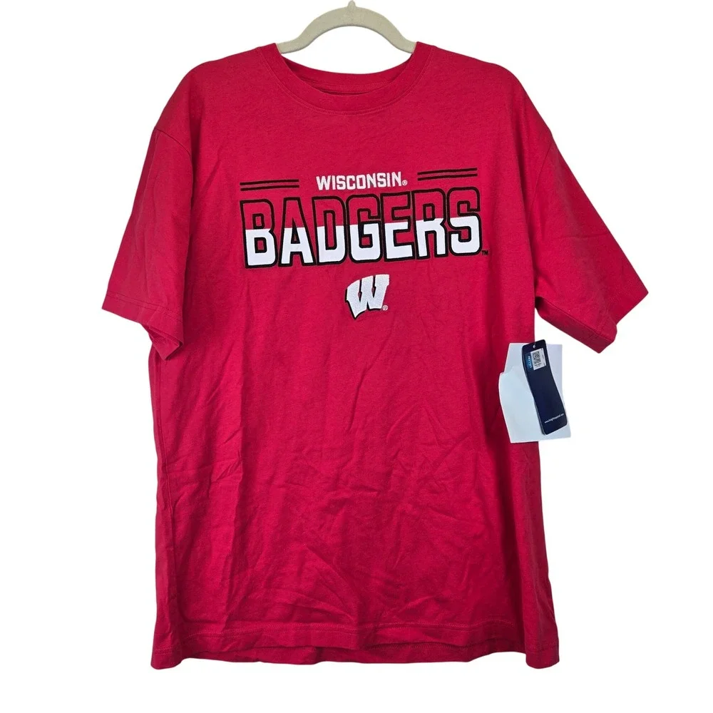 NWT ProEdge‎ Wisconsin Badgers Red Graphic T Shirt Mens Large 42/44 University